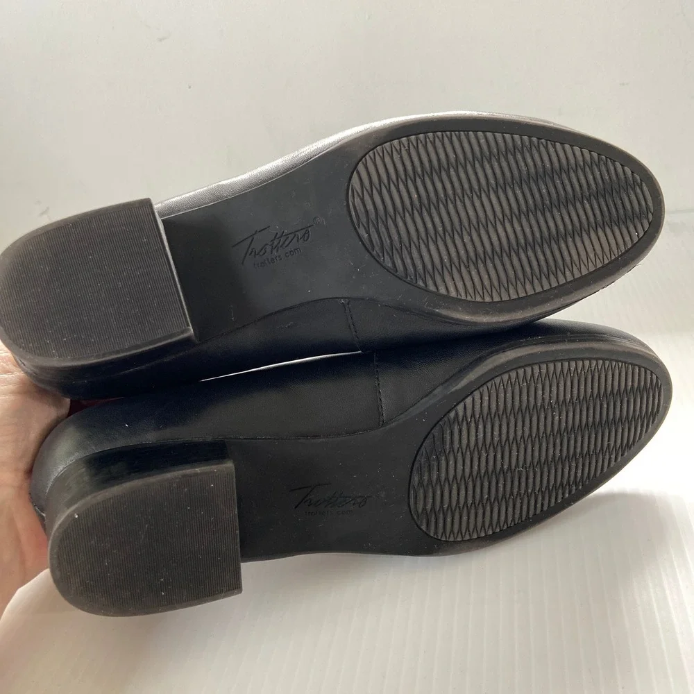 Trotters Monarch Black Leather Loafers‎ Womens 9.5 Wide